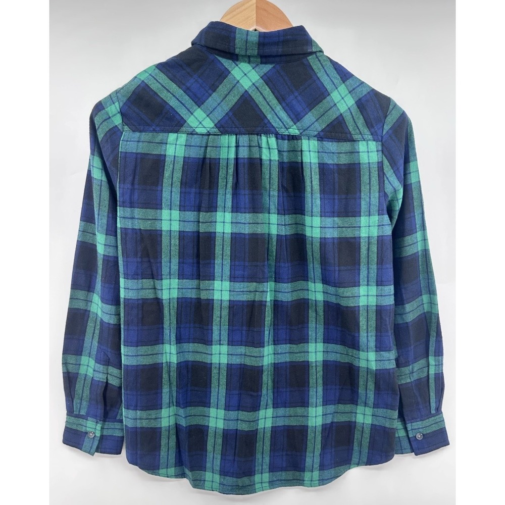 Lands End Womens Small P Blue Plaid Flannel Button Down Shirt Long Sleeve - Picture 3 of 9